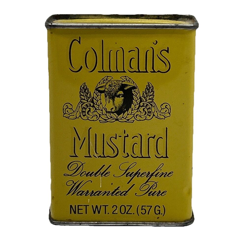 Vintage Mustard Colman's Tin Yellow Made in England Unopened